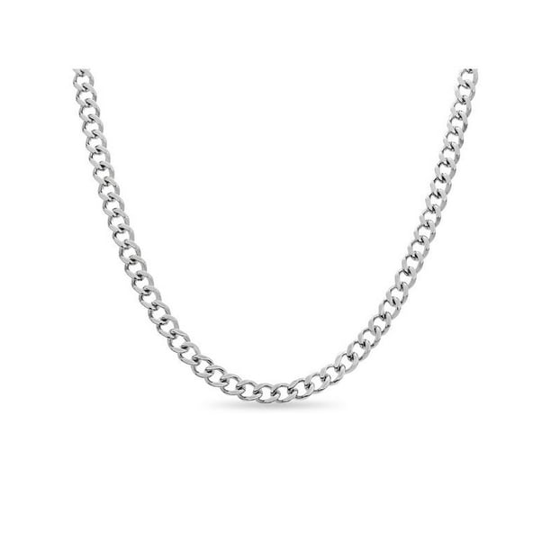 C93 T&T 7mm 316L Stainless Steel Round Curb Chain Necklace Silver 